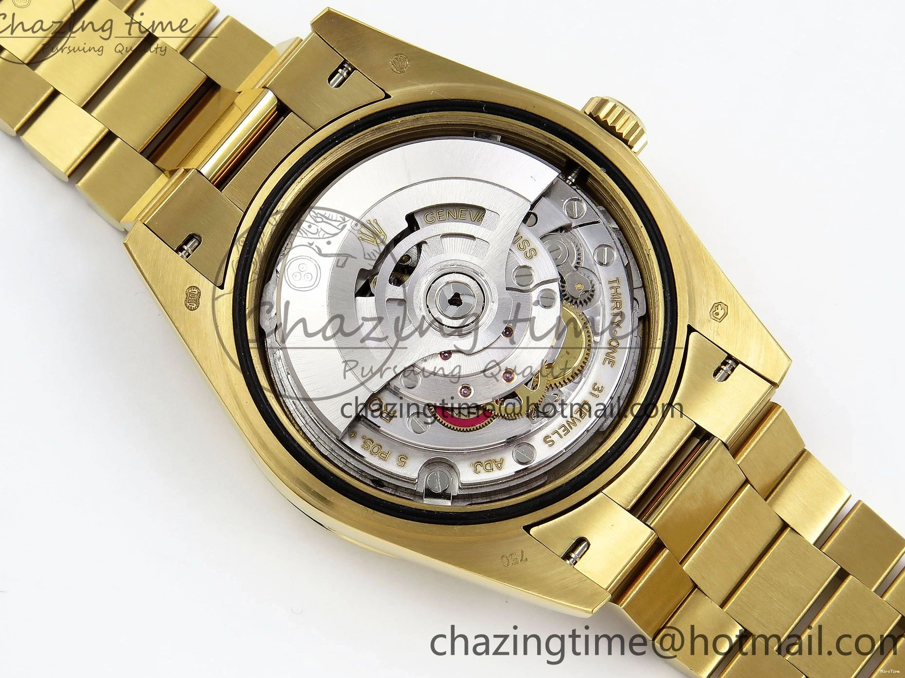 MiroTime 0408 Day Date 40 YG JDF Gain Weight 904L Steel White Roman Dial on President Bracelet VR3255 V Functional 1369